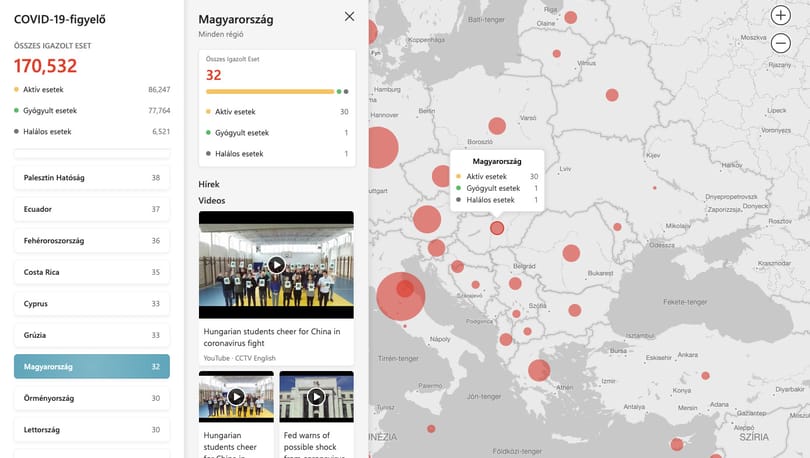 Ezen a térképen megnézheti, hogyan terjed a koronavírus