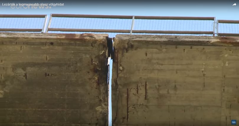 Lezárták a legnagyobb olasz völgyhidat, csak a szentlélek tartotta már – videó