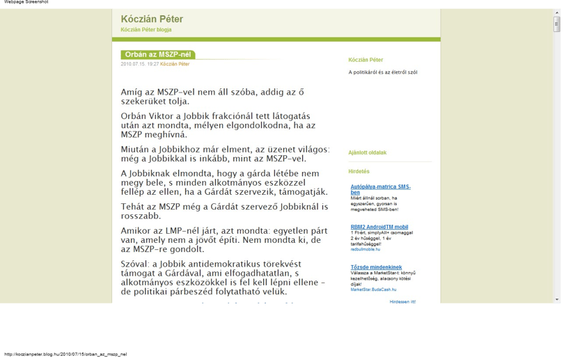 Kóczián szerint Orbán Viktor kezd politikai szupersztárrá válni