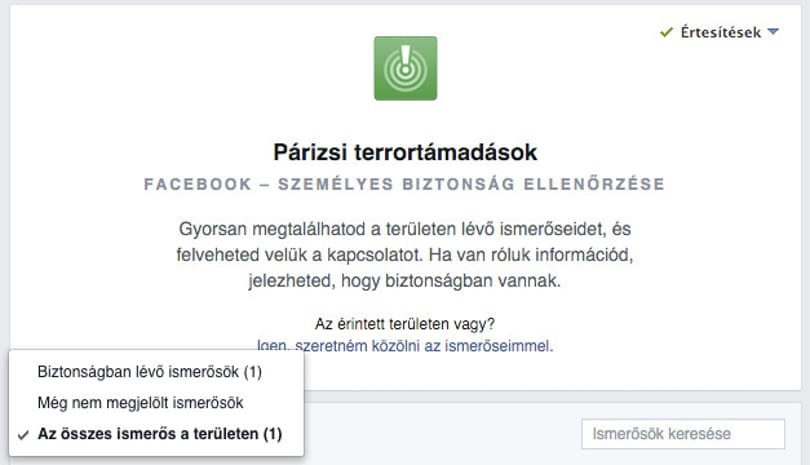 A párizsi terrortámadások miatt bekapcsolta a Facebook a biztonságot ellenőrző funkciót