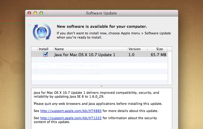 Az Apple Java frissítést adott ki az OS X 10.6-hoz és 10.7-hez