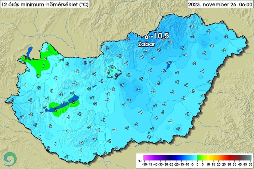 –10,5 Celsius-fokot mértek vasárnap reggel Zabarban, nem volt még ilyen hideg idén ősszel
