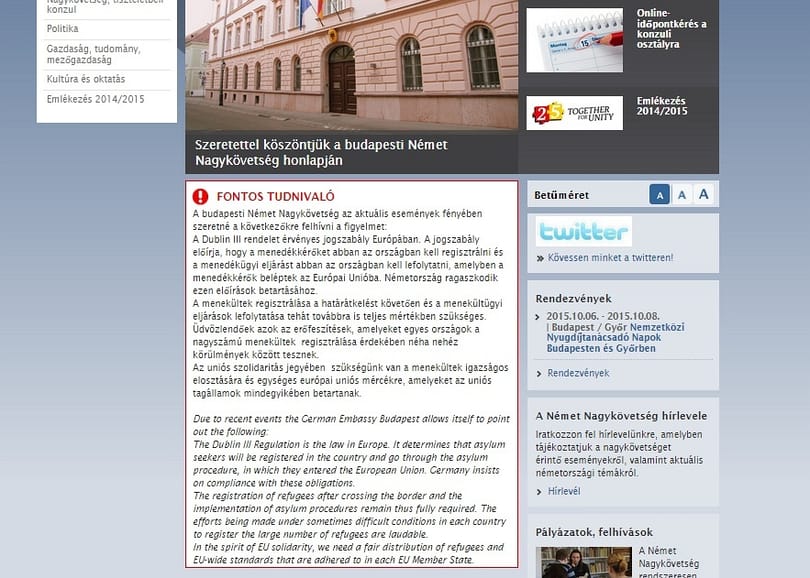 Német nagykövetség: Kell a regisztráció a budapesti menekülteknek