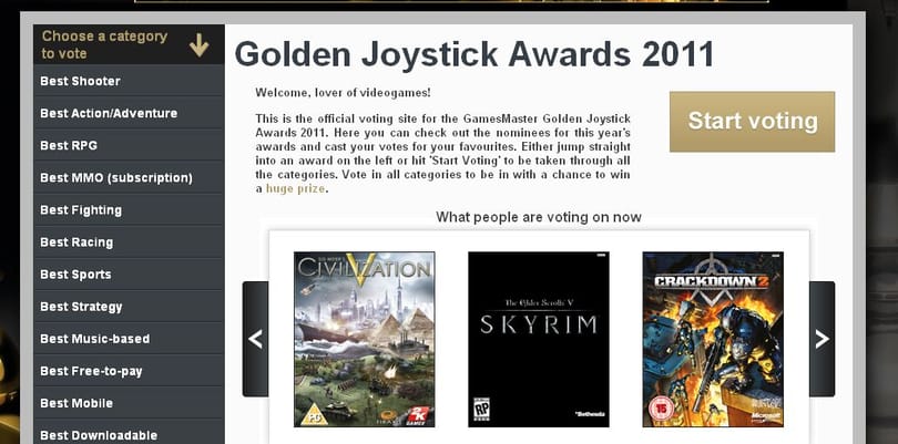 Már lehet szavazni az idei Golden Joystick díjazottakra