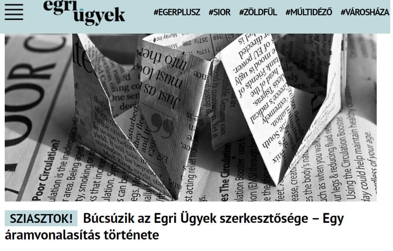 Kirúgták Ungár Péterék egyik vidéki lapjának, az Egri Ügyeknek a szerkesztőségét