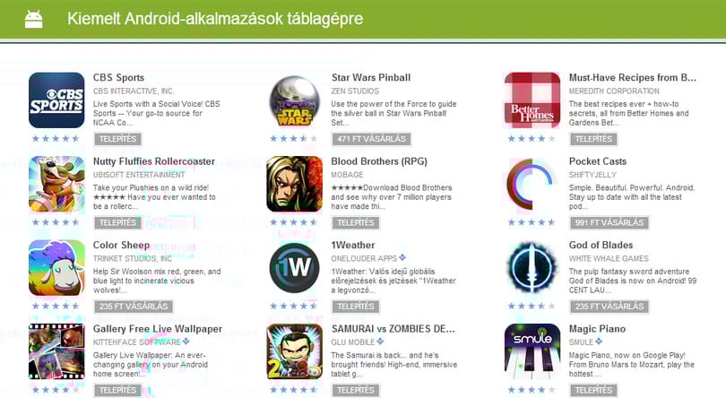 Újdonság a Google Playen: kiemelt alkalmazások táblagépekre