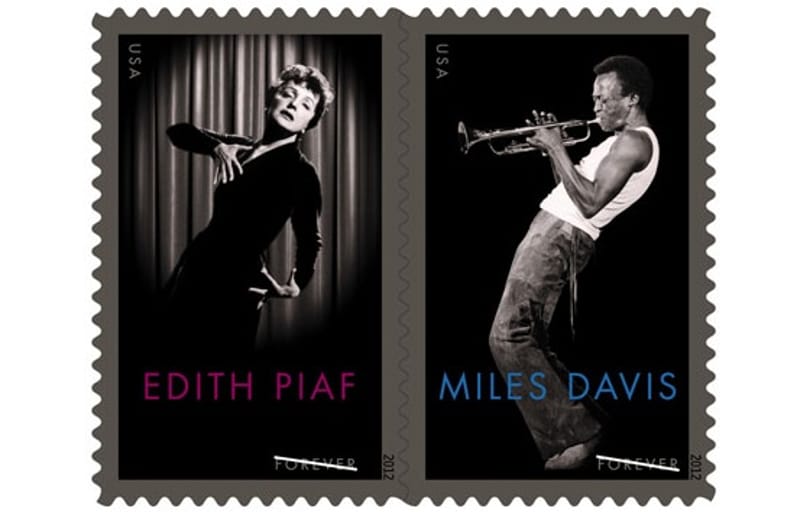 Fotó: Edith Piaf és Miles Davis bélyegen