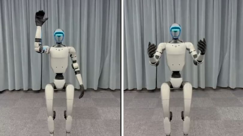 Kezet fog, ölelkezik és táncol a kínai humanoid robot, a Unitree G1