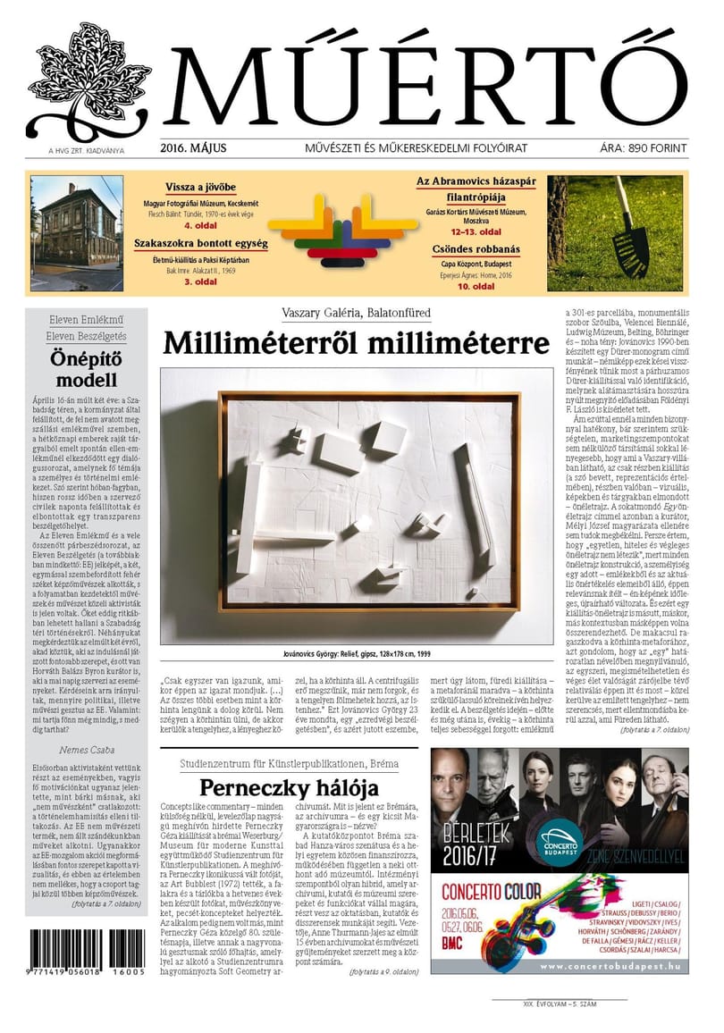 Megjelent a Műértő májusi lapszáma