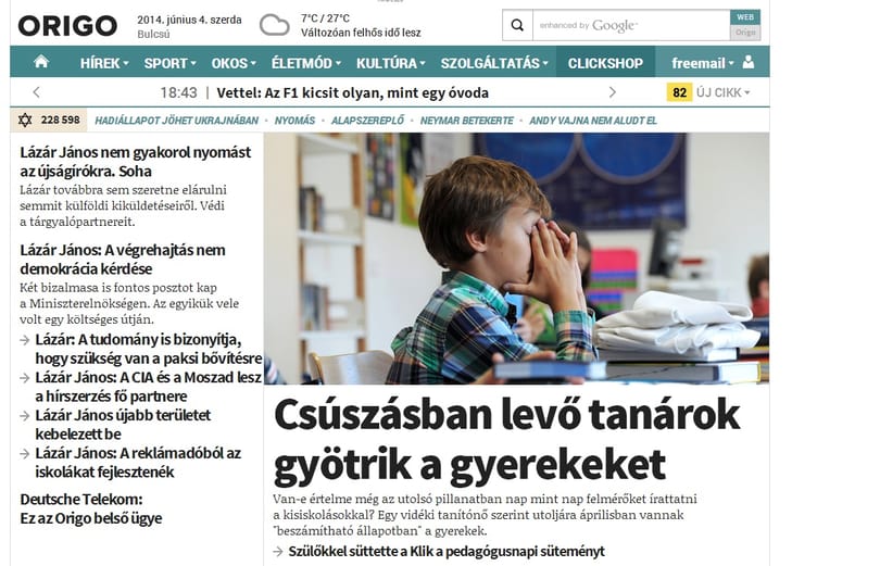 Lázár János lepi el az Origo címlapját