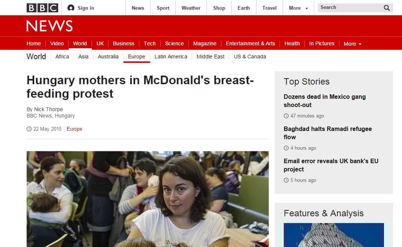 Bekerült a BBC-be a szoptató anyukák akciója