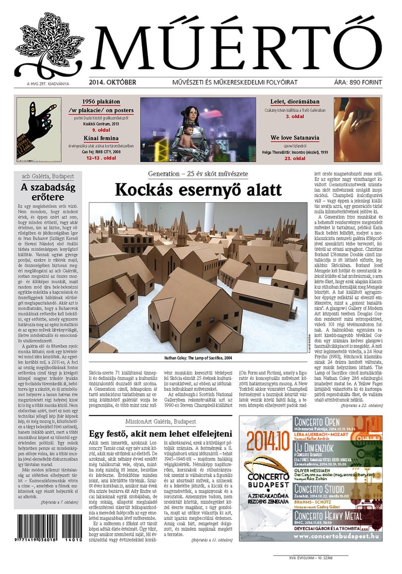 Megjelent a Műértő októberi lapszáma
