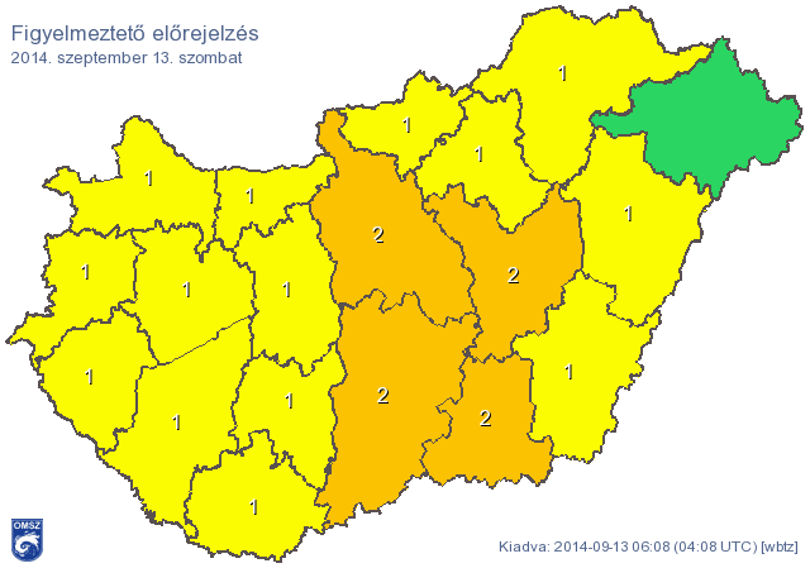 Szombaton is leszakad az ég - térkép