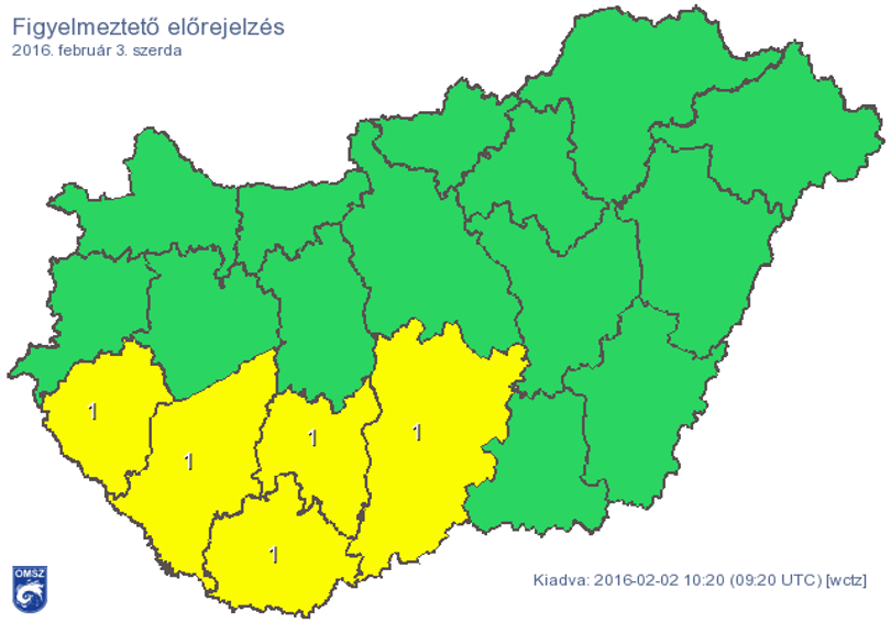 Térkép: nagy esők miatt adtak ki figyelmeztetést szerdára, de hó is jöhet