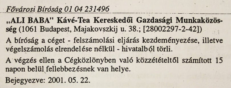 Rejtélyek az Ali Baba felszámolása körül