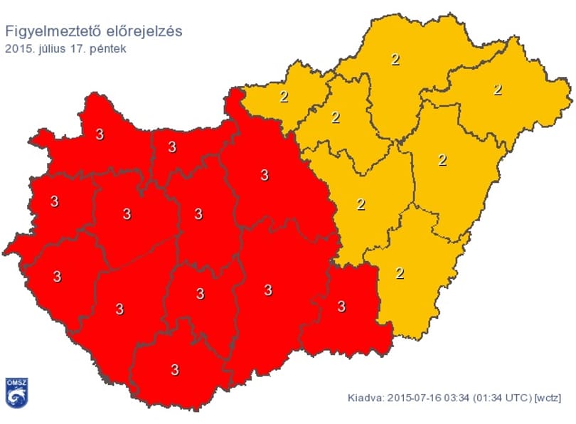 Pirosba borul péntekre a fél ország a hőség miatt – térkép