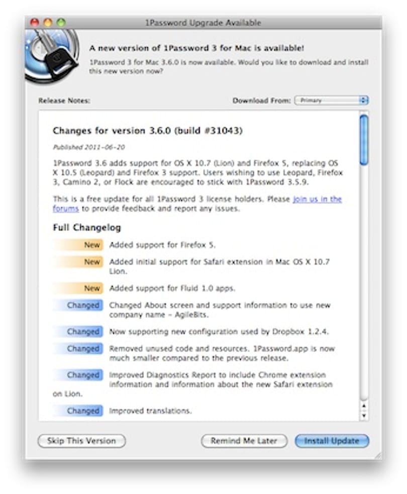 Itt az új 1Password frissítés, Lion és Firefox 5 támogatással!