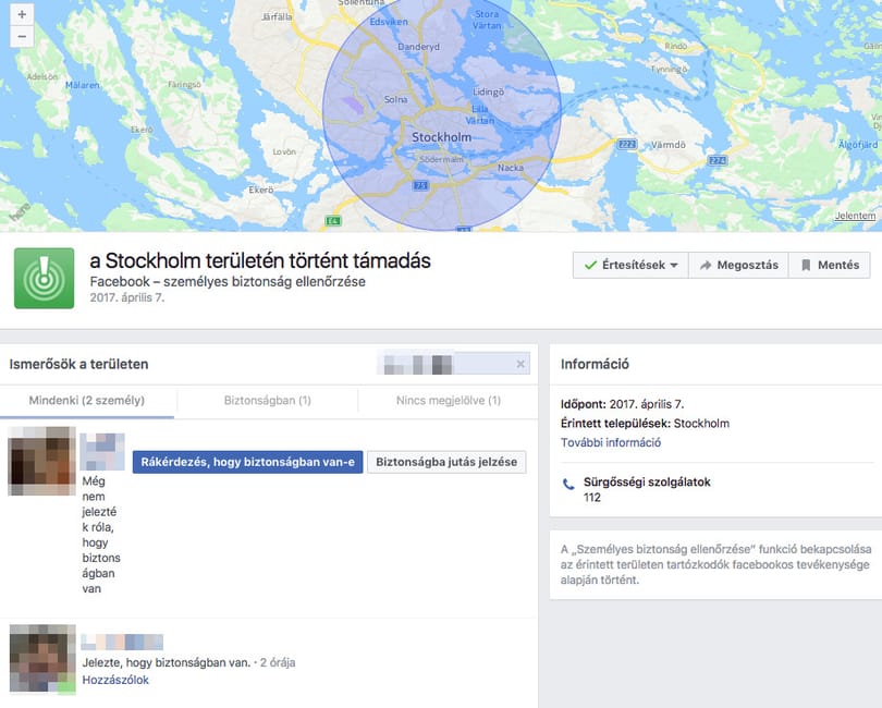 Terrortámadás Stockholmban: ismét aktív a Facebook legszomorúbb funkciója