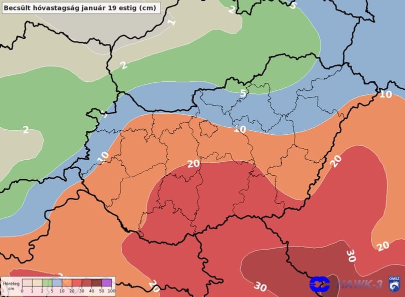 Még több hó jön a hétvégén - térkép