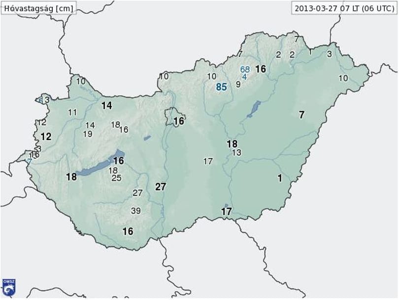 Majdnem 90 centis a hó Kékestetőn – csapadéktérkép