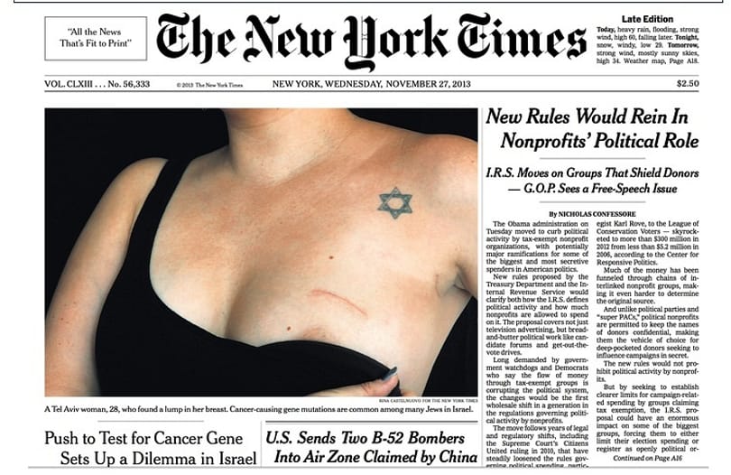 Fotó: mellbimbós címlappal jelent meg a New York Times