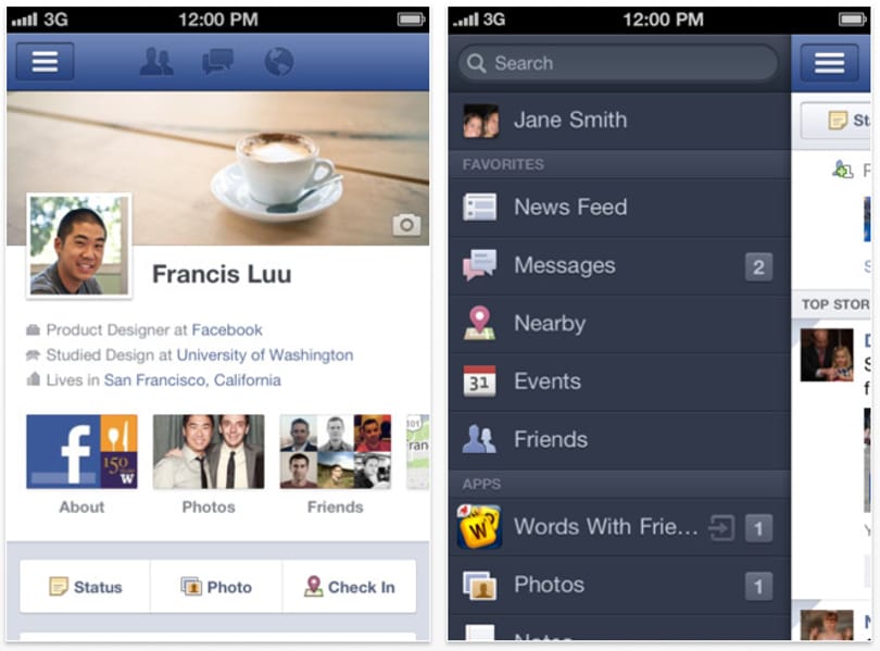 Új Facebook iOS kliens, Timeline támogatással