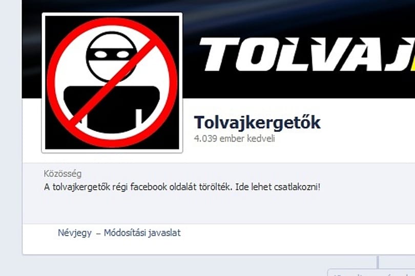 A Facebook törölte a Tolvajkergetők oldalát