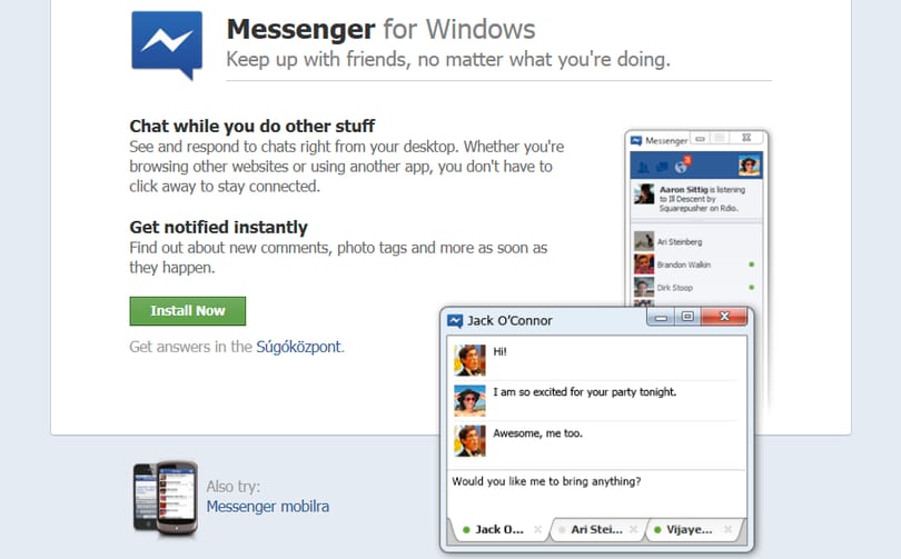 Letölthető a végleges Facebook Messenger a Windowsra