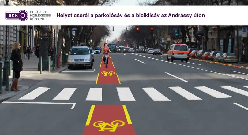 Hétfőn kezdik megcserélni a bicikli- és parkolósávot az Andrássyn