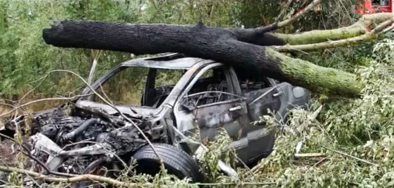 Kigyulladt egy autó, miután a fák közé csapódott Szentesnél