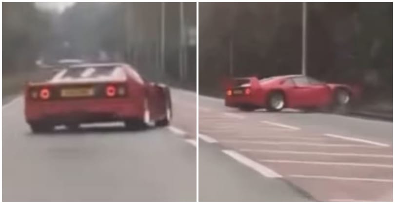 Kis gázt adott a sofőr, és máris villanyoszlopnak csapta a Ferrari F40-est – videó