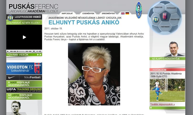 Meghalt Puskás Ferenc lánya