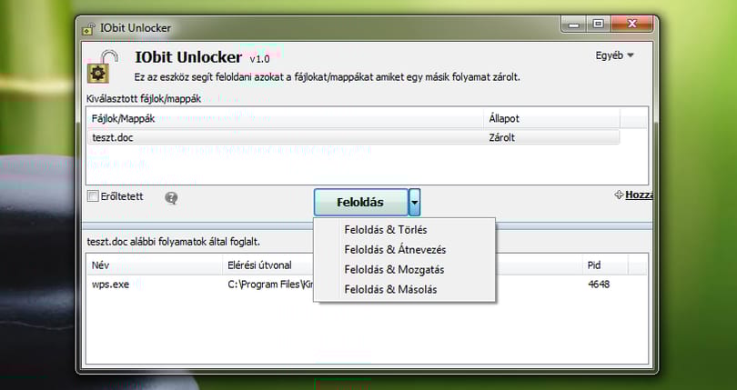 Törölhetetlen fájlok likvidálása