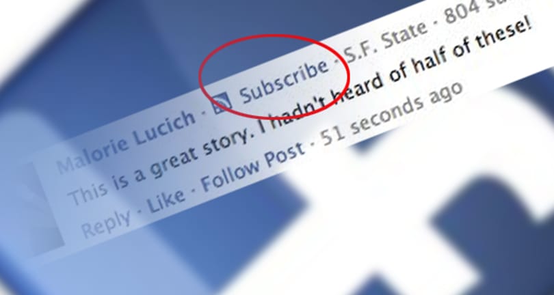 Facebook - subscribe link a kommentek mellett