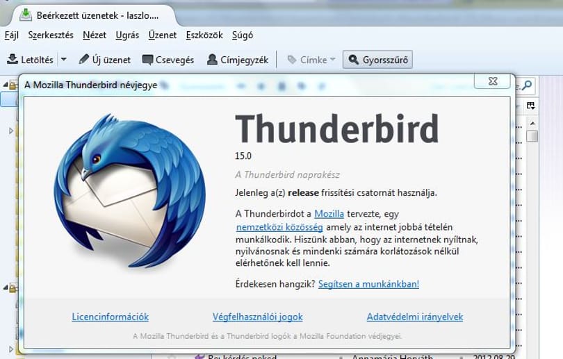 Letölthető a Thunderbird 15