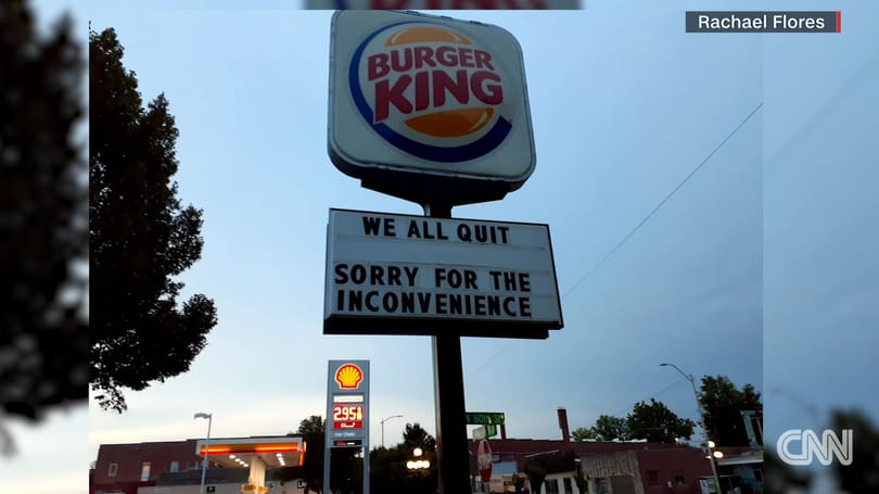 Vicces üzenettel tudatták egy nebraskai Burger King dolgozói, hogy mind felmondtak