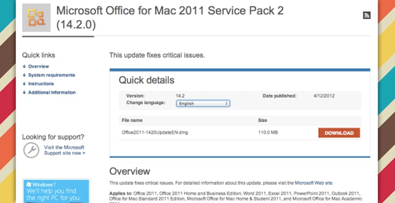 Letiltotta a Microsoft az Office 2011 SP2 javítócsomag automatikus frissítését