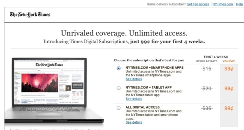 Felezi az ingyenes tartalmat a New York Times