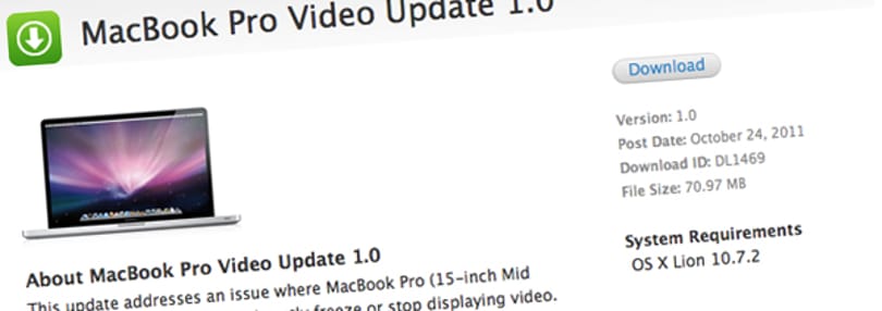 MacBook Pro grafikus driver frissítés