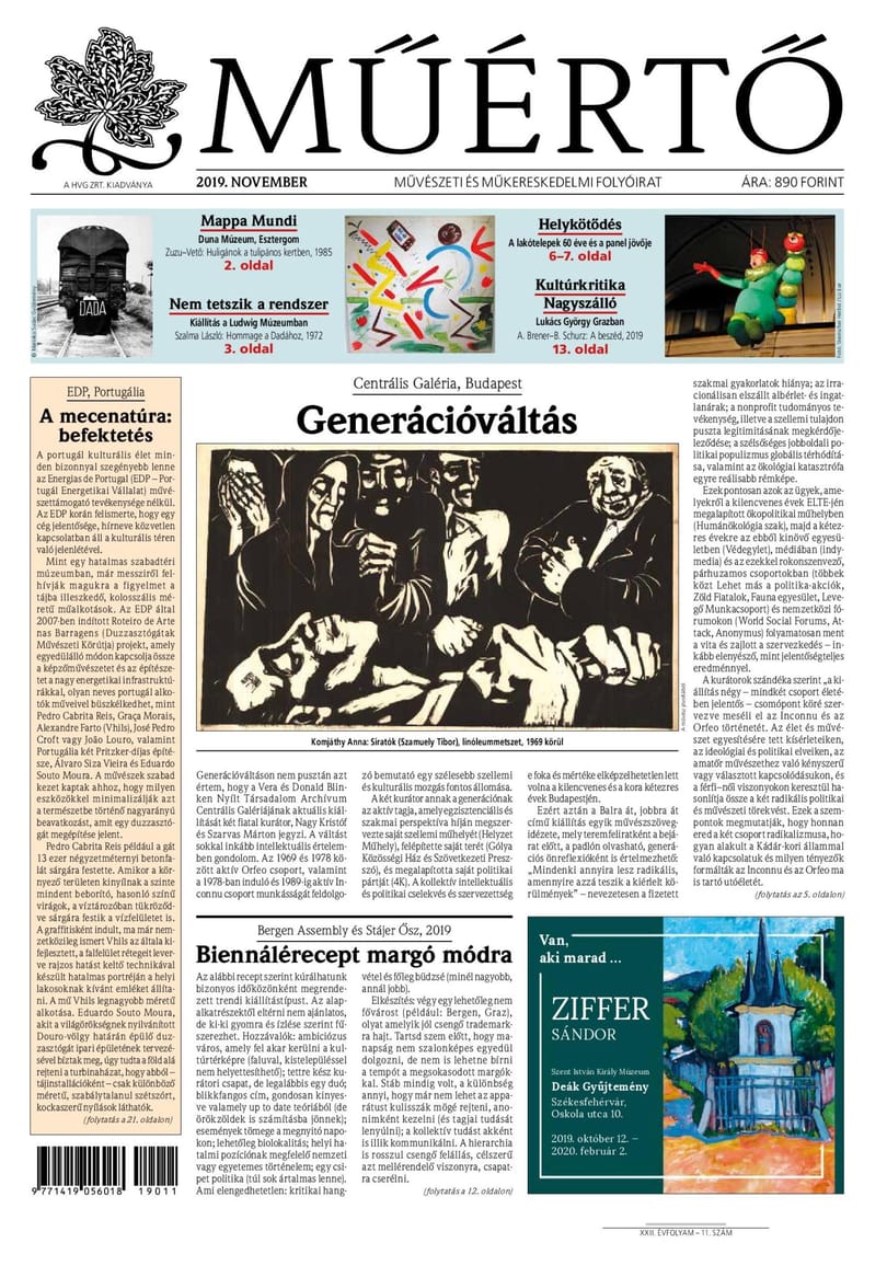 Megjelent a Műértő 2019 novemberi lapszáma