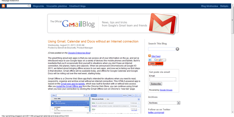 Internet nélkül is elérhető a Gmail