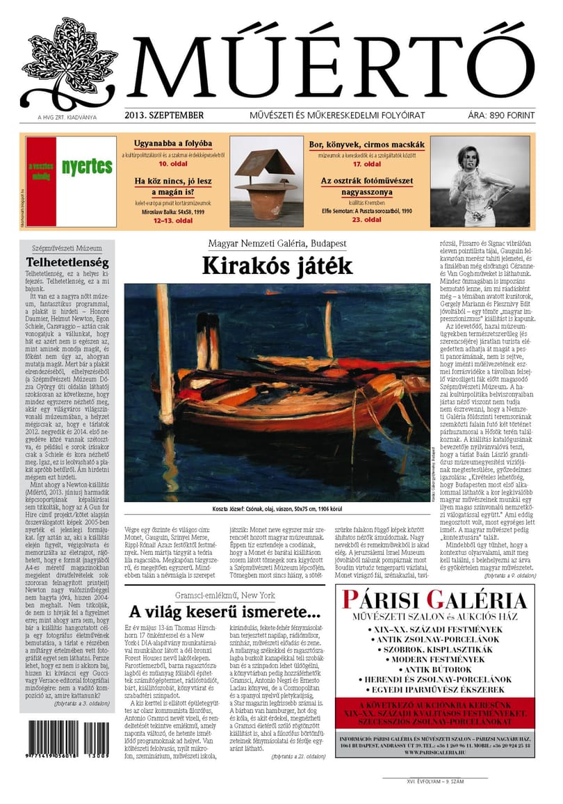 Megjelent a Műértő szeptemberi lapszáma