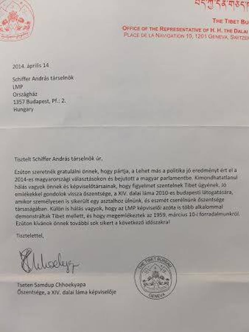 Gratulált az LMP eredményéhez a dalai láma képivselője