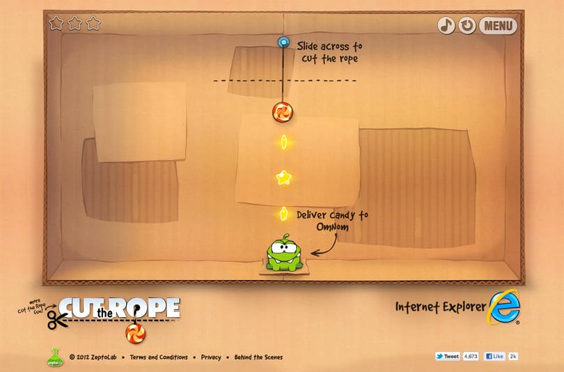 Itt a Cut the Rope HTML5 változata, ingyen
