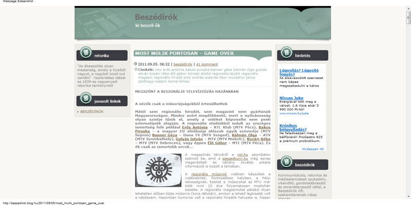Megszűntek a hazai regionális híradók