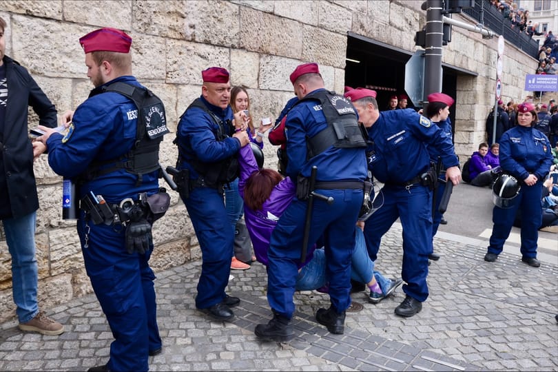 A rendőrök elcipelték a momentumosokat a Parlament kapuitól