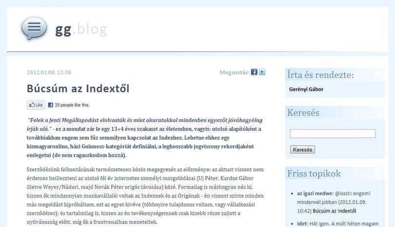 Távozik az Indextől az utolsó alapító is