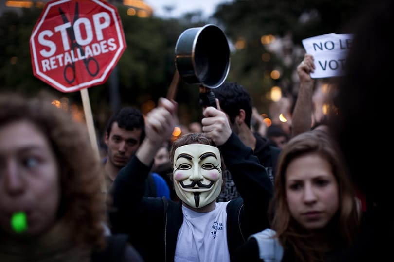 A korrupció és a munkanélküliség ellen tüntettek Madridban