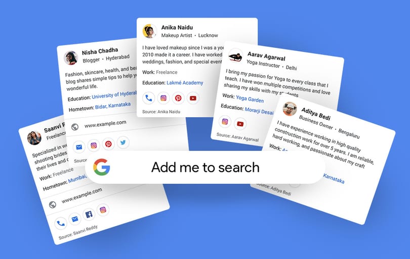 Ha valaki rákeres önre a Google-ben: névjegykártyákat vezet be a Google