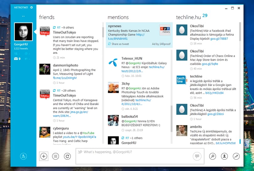 Fantasztikus Twitter kliens, Metro UI felülettel! Nem csak Windows 8-ra!
